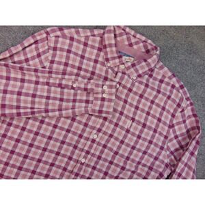 Johnnie-O Shirt Mens Med Pink Purple Plaid Hangin Out Button Down Casual Cotton